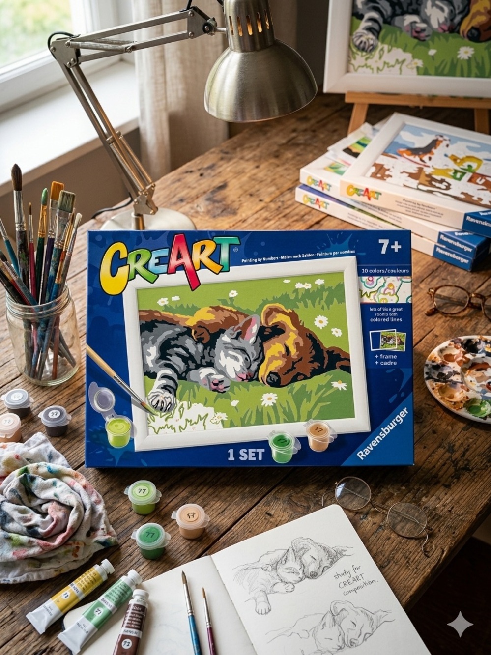 Ravensburger Painting Kit - Cat & Dog Home Art. NEW